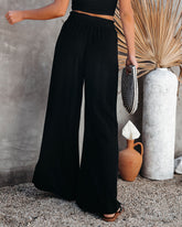 Lively Linen Blend Smocked Pants - Black